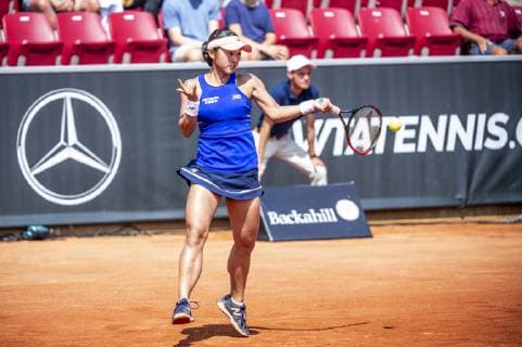 190713 Misaki Doi under singelfinalen i tennis för damer i Swedish Open den 13 juli 2019 i Bastad. Copyright: ChristianxÖrnberg BB190713CO022