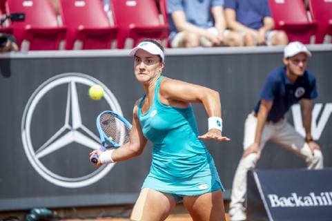 190713 Danka Kovinic under singelfinalen i tennis för damer i Swedish Open den 13 juli 2019 i Bastad. Copyright: ChristianxÖrnberg BB190713CO033