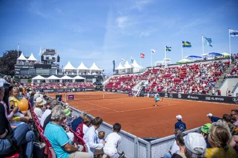 190713 Centercourten under singelfinalen i tennis för damer i Swedish Open den 13 juli 2019 i Bastad. Copyright: ChristianxÖrnberg BB190713CO040