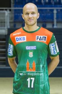 HBL, SC Magdeburg Porträttermin 2019 2020 14.07.2019, xtgx, Handball Liqui Moli Bundesliga, SC Magdeburg Fototermin emspor, v.l. Tim Hornke Portrait, Portraet, Einzelbild GETEC Arena