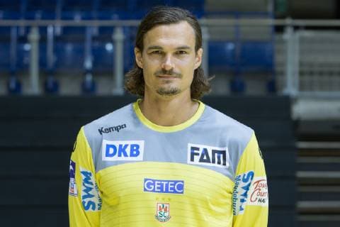 HBL, SC Magdeburg Porträttermin 2019 2020 14.07.2019, xtgx, Handball Liqui Moli Bundesliga, SC Magdeburg Fototermin emspor, v.l. Jannick Green Krejberg Portrait, Portraet, Einzelbild GETEC Arena