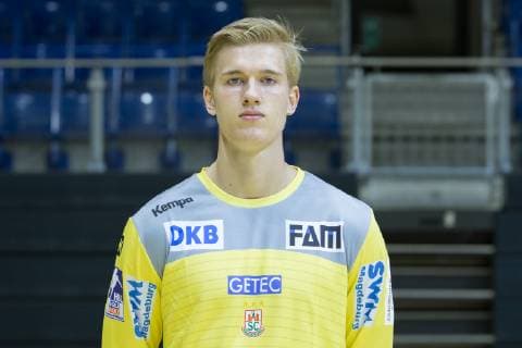 HBL, SC Magdeburg Porträttermin 2019 2020 14.07.2019, xtgx, Handball Liqui Moli Bundesliga, SC Magdeburg Fototermin emspor, v.l. Tobias Thulin Portrait, Portraet, Einzelbild GETEC Arena
