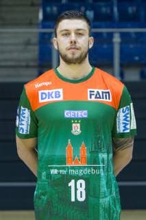 HBL, SC Magdeburg Porträttermin 2019 2020 14.07.2019, xtgx, Handball Liqui Moli Bundesliga, SC Magdeburg Fototermin emspor, v.l. Filip Kuzmanovic Portrait, Portraet, Einzelbild GETEC Arena