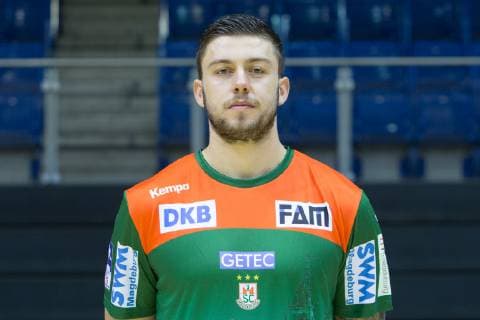HBL, SC Magdeburg Porträttermin 2019 2020 14.07.2019, xtgx, Handball Liqui Moli Bundesliga, SC Magdeburg Fototermin emspor, v.l. Filip Kuzmanovic Portrait, Portraet, Einzelbild GETEC Arena