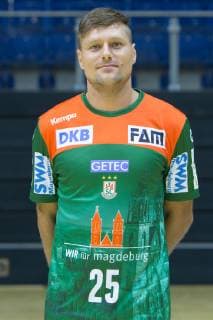 HBL, SC Magdeburg Porträttermin 2019 2020 14.07.2019, xtgx, Handball Liqui Moli Bundesliga, SC Magdeburg Fototermin emspor, v.l. Marko Bezjak Portrait, Portraet, Einzelbild GETEC Arena