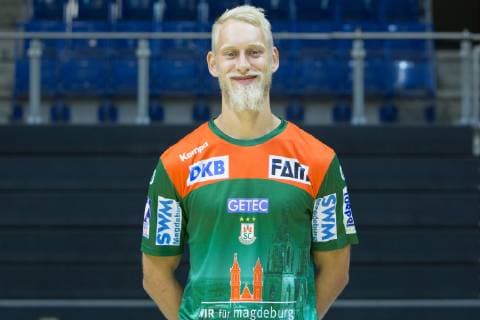 HBL, SC Magdeburg Porträttermin 2019 2020 14.07.2019, xtgx, Handball Liqui Moli Bundesliga, SC Magdeburg Fototermin emspor, v.l. Matthias Musche Portrait, Portraet, Einzelbild GETEC Arena