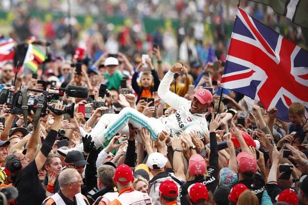 Sport Themen der Woche KW28 Sport Bilder des Tages Motorsports: FIA Formula One World Championship, WM, Weltmeisterschaft 2019, Grand Prix of Great Britain, 44 Lewis Hamilton (GBR, Mercedes AMG Petronas Motorsport), Silverstone Great Britain