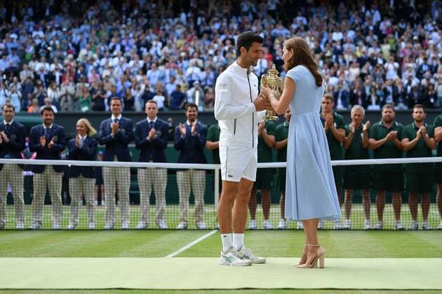 Novak Djokovic (Ser) defeated Roger Federer (Sui) in the men final TENNIS : Wimbledon - 14 07 2019 AntoineCouvercelle Panoramic 