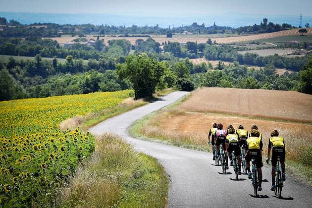 Sport Bilder des Tages Team Jumbo-Visma riders pictured in action during the morning training session the first rest day of the 106th edition of the Tour de France cycling race, in Albi, Tuesday 16 July 2019 in France. This year s Tour de France starts in Brussels and takes place from July 6th to July 28th. DAVIDxSTOCKMAN  x05627104x