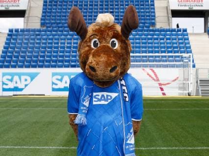 Maskottchen Hoffi , TSG 1899 Hoffenheim . Porträttermin TSG 1899 Hoffenheim 2018-2019 . Sinsheim, GER, 15.07.2019 ,Fussball 1. Bundesliga 2019 2020 .