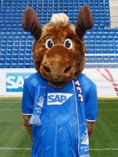 Maskottchen Hoffi , TSG 1899 Hoffenheim . Porträttermin TSG 1899 Hoffenheim 2018-2019 . Sinsheim, GER, 15.07.2019 ,Fussball 1. Bundesliga 2019 2020 .