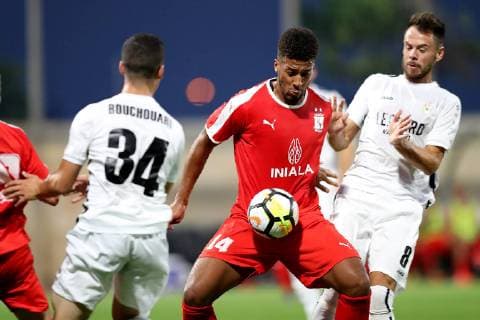 Kyrian Nwoko of Valletta FC (C) during the UEFA Champions League, First Qualifying Round, 2nd leg match between the two teams at the Centenary Stadium, Ta Qali, Malta on 16 July, 2019. Valletta FC v Dudelange UCL_19_20