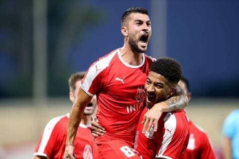 Sport Bilder des Tages Valletta FC s Mario Fontanella celebrates scoring during the UEFA Champions League, First Qualifying Round, 2nd leg match between the two teams at the Centenary Stadium, Ta Qali, Malta on 16 July, 2019. Valletta FC v Dudelange UCL_19_20
