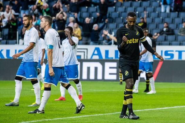 190717 Henok Goitom of AIK celebrates 2-0during the UEFA Champions League qualifying match between AIK and Ararat-Armenia on July 17, 2019 in Stockholm. Copyright: ANDREASxLxERIKSSON BB190717AE029