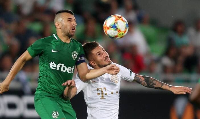 17.07.2019 Razgrad(Bulgaria) PFC Ludogorets Ludogorec-Ferencvaros TC Champions League qualify 1st leg men s football Svetoslav Dyakov(L) Ludogorets Ludogorec, Michal Skvarka(r) Ferencvaros :Str 