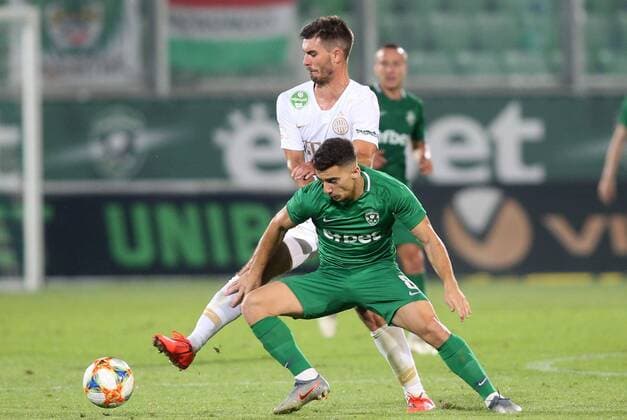 17.07.2019 Razgrad(Bulgaria) PFC Ludogorets Ludogorec-Ferencvaros TC Champions League qualify 1st leg men s football Ihor Kharatin(behind) Ferencvaros, Dan Biton(front) Ludogorets :Str 