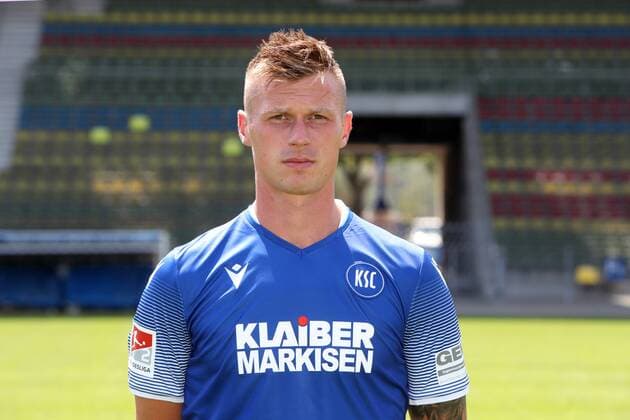 Karlsruher SC Portraittermin Saison 2019 2020 Marvin Pourie, Karlsruher SC, 2. Bundesliga, Porträttermin 2019 2020.