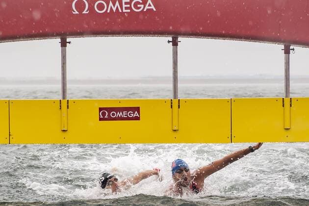 Sport Bilder des Tages REYMOND Axel FRA Gold Medal, BELYAEV Kirill RUS Silver Medal Yeosu South Korea 19 07 2019 Open Water Men s 25KM 18th FINA World Aquatics Championships Expo Ocean Park Photo © Andrea Masini Deepbluemedia Insidefoto AndreaXMasini