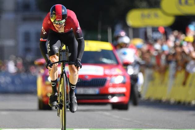 British Geraint Thomas of Team Ineos pictured in action during stage 13 of the 106th edition of the Tour de France cycling race, a 27,2km individual time trial from and to Pau, France, Friday 19 July 2019. This year s Tour de France starts in Brussels and takes place from July 6th to July 28th. DAVIDxSTOCKMAN  x05629827x