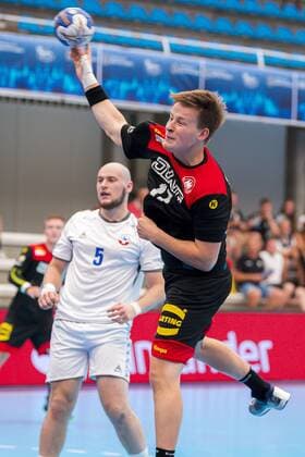 Pontevedra, Soanien 19. Juli 2019: IHF Junior U21, U 21 WM - Gruppe D - Deutschland vs. Chile Mattis Michel (Deutschland TuS Ferndorf) Pontevedra Pabellon Municipal de Pontevedra Spanien