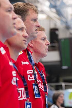 Pontevedra, Soanien 19. Juli 2019: IHF Junior U21, U 21 WM - Gruppe D - Deutschland vs. Chile Co-Trainer Klaus Dieter Petersen, Trainer Martin Heuberger (Deutschland) Pontevedra Pabellon Municipal de Pontevedra Spanien