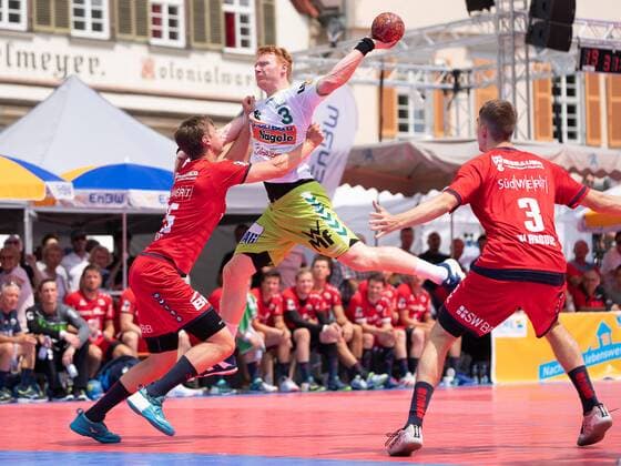 3 Nicolai Thailinger (Frisch Auf Goeppingen), Frisch Auf! Goeppingen - SG BBM Bietigheim, Esslinger Marktplatzturnier 2019, Handball, Herren, 1.Bundesliga, 20.07.2019 Esslinger Marktplatzturnier 2019, 20.07.2019 Esslingen Copyright: xEIBNER Michael_Schmidtx EP_MST