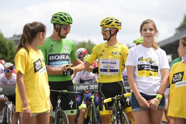 Sport Bilder des Tages SAGAN Peter (SVK) of BORA - HANSGROHE, ALAPHILIPPE Julian (FRA) of DECEUNINCK - QUICK - STEP CYCLISME : Tour de France 2019 - Etape 14 - Tarbes a Tourmalet Bareges - 20 07 2019 PhotoNews Panoramic 