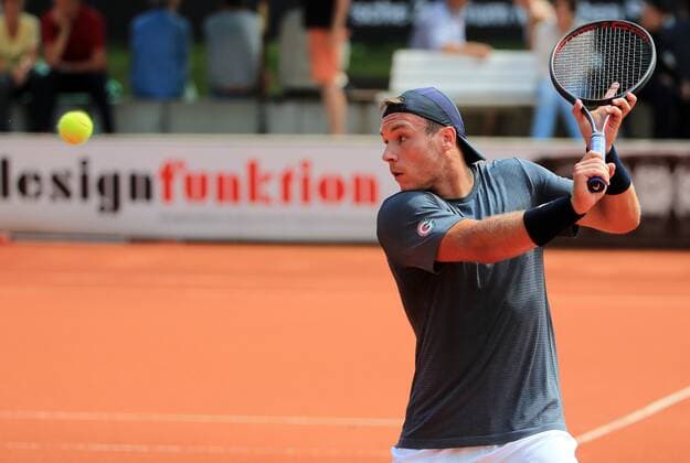 21.07.2019, 1. Herren Bundesliga Tennis , TC Grosshesselohe vs Badwerk Gladbacher HTC, Tennis, im Bild: Lucas Miedler (TC Grosshesselohe) copyright: Philippe Ruiz