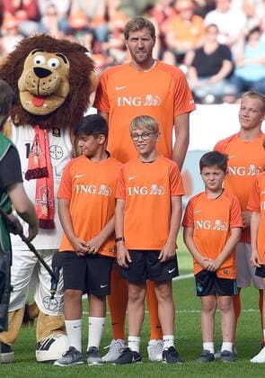 21.07.2019, xhbx, Fussball Champions for Charity, Dirk Nowitzki Team - Mick Schumacher Team emspor, v.l. Dirk Nowitzki (DFL DFB REGULATIONS PROHIBIT ANY USE OF PHOTOGRAPHS as IMAGE SEQUENCES and or QUASI-VIDEO) Leverkusen