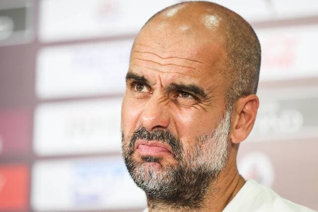 Head coach Pep Guardiola of Manchester City F.C. of English League champions attends a press conference, PK, Pressekonferenz after being defeated by Wolverhampton Wanderers F.C. in the final match during the Premier League Asia Trophy 2019 in Shanghai, China, 20 July 2019. Pep Guardiola vowed to practice penalties after spot-kicks proved an unexpected weakness in Manchester City™s armoury at the Premier League Asia Trophy. Guardiola plans penalty practice after City™s Shanghai shoot-out loss to Wolves  713673734756106251