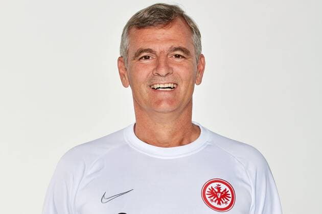 19.07.2019, xjhx, Fussball 1.Bundesliga, Eintracht Frankfurt - Fototermin 2019 2020 Porträttermin emspor, v.l. TW Trainer Manfred Moppes Petz (Eintracht Frankfurt) (DFL DFB REGULATIONS PROHIBIT ANY USE OF PHOTOGRAPHS as IMAGE SEQUENCES and or QUASI-VIDEO) Frankfurt am Main