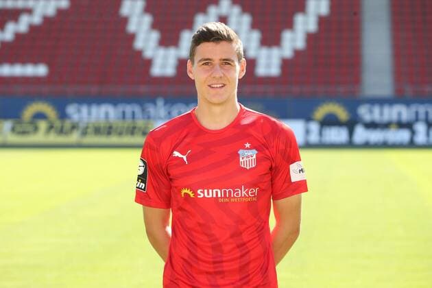 Teampraesentation Zwickau Fussball 3.Liga Marius Hauptmann; FSV Zwickau; 3.Liga, Porträttermin 2019 2020 , Zwickau, 23.07.2019, Stadion Zwickau, Fussball ,