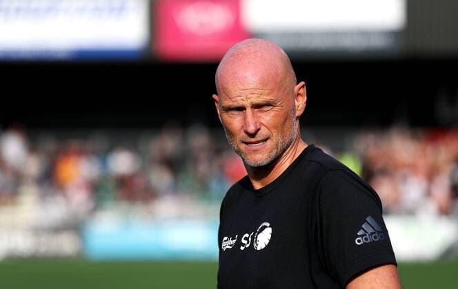 Copenhagen manager Staale Solbakken during the UEFA Champions League second qualifying round first leg match at Park Hall Stadium, Oswestry. , Oswestry Denmark