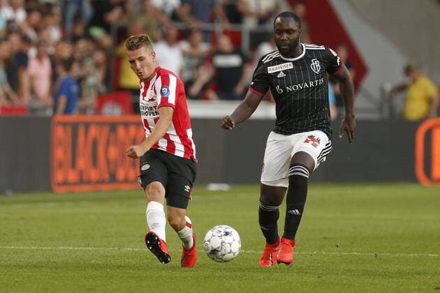 EINDHOVEN, 23-07-2019, Champions League preliminary round. Season 2019-2020. Philips Stadion. PSV - Basel. PSV player Michal Sadilek and Basel player Eder Fabian Alvarez Balanta PSV - Basel  x3963008x Copyright: