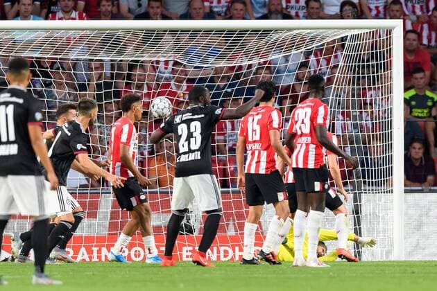 Eindhoven, Netherlands, 24.07.2019, UEFA Champions League, Zweite Qualifikationsrunde, PSV Eindhoven - FC Basel , Omar Alderete (Basel) tor zum 1:2, scores his team s second goal ( Defodi-01001216553