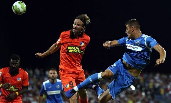 23.07.2019 Niksic(Montenegro) FK Sutjeska-FC Apoel Nicosia 2nd leg champions league qualify men s football Linus Hallenius(C) FC Apoel,Nemanja Nedic(R) FK Sutjeska :Str 