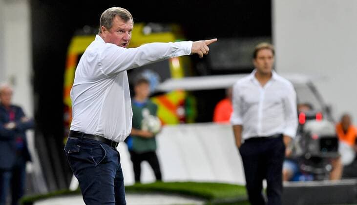 Head Coach of Viktoria Plzen Pavel Vrba is seen during the Football Champions League 2nd qualifying round match: Viktoria Plzen vs Olympiakos Piraeus in Pilsen, Czech Republic, on July 23, 2019. (CTKxPhoto VitxSimanek) CTKPhotoP201907230952501  VIS 009