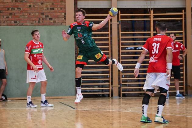 Christoph Steinert (SC Magdeburg) - Handball Testspiel Sommervorbereitung Saison 2019-2020 Punktspiel SC Magdeburg vs. TV Hüttenberg in der Franz Vollbring Halle in Schönebeck - Aktion,Deutschland, Handball, Mann, Maenner,23.07.2019