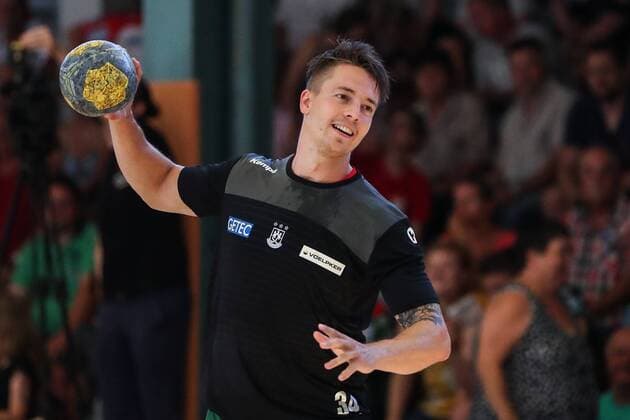 Michael Damgaard (SC Magdeburg) - Handball Testspiel Sommervorbereitung Saison 2019-2020 Punktspiel SC Magdeburg vs. TV Hüttenberg in der Franz Vollbring Halle in Schönebeck - Einzelbild,Aktion,Deutschland, Handball, Mann, Maenner,23.07.2019