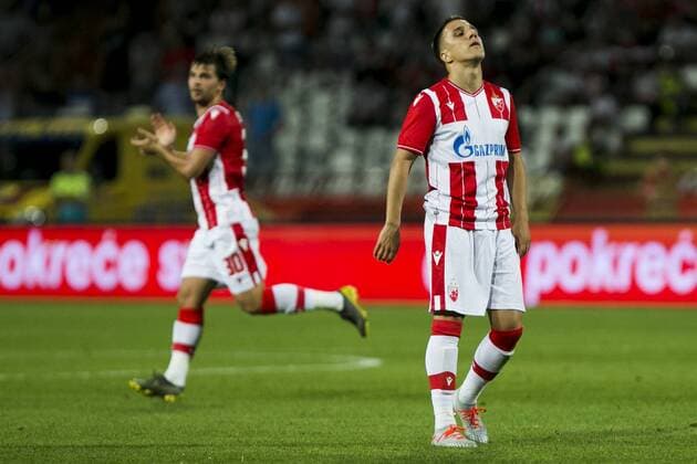 24th July 2019; Rajko Mitic Stadium, Belgrade, Serbia; UEFA Champions League Qualifying Second Leg First Round Red Star Belgrade versus HJK Helsinki; Jovicic of Red Star Belgrade reacts after missing a good goal chance  ActionPlus12156234 NikolaxKrstic