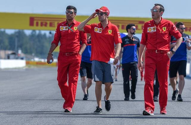 25.07.2019, xpsx, Motorsport FIA Formel 1, Mercedes Benz Großer Preis von Deutschland 2019 v.l. Sebastian Vettel (Scuderia Ferrari Mission Winnow 5 GER) track walk streckenbesichtigung Hockenheim
