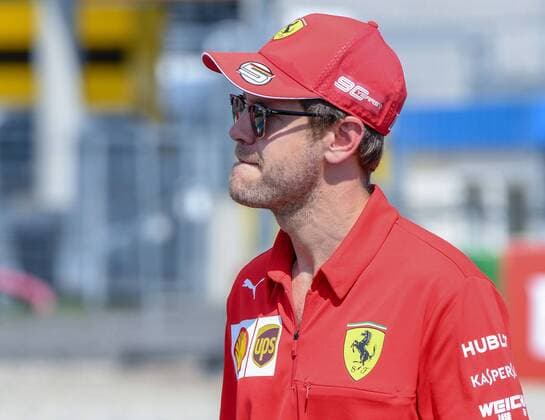 25.07.2019, xpsx, Motorsport FIA Formel 1, Mercedes Benz Großer Preis von Deutschland 2019 v.l. Sebastian Vettel (Scuderia Ferrari Mission Winnow 5 GER) track walk streckenbesichtigung Hockenheim