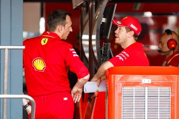 Sebastian Vettel (Scuderia Ferrari Mission Winnow) spricht mit Riccardo Adami (Renningenieur von Vettel Scuderia Ferrari), Mercedes Benz Grosser Preis von Deutschland 2019, Motorsport, Formel 1, 25.07.2019, Mercedes Benz Grosser Preis von Deutschland 2019, Motorsport, Formel 1, 25.07.2019 Hockenheim Copyright: xEIBNER AlexanderxNeisx EP_ANS