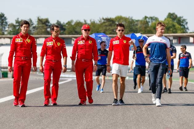 Charles Leclerc (Scuderia Ferrari Mission Winnow) geht mit Bruder Arthur und Teammitgliedern ueber die Strecke, Mercedes Benz Grosser Preis von Deutschland 2019, Motorsport, Formel 1, 25.07.2019, Mercedes Benz Grosser Preis von Deutschland 2019, Motorsport, Formel 1, 25.07.2019 Hockenheim Copyright: xEIBNER AlexanderxNeisx EP_ANS