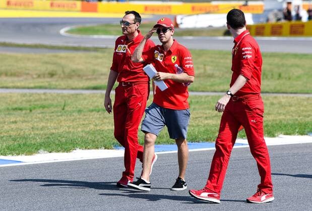 25.07.2019, xpsx, Motorsport FIA Formel 1, Mercedes Benz Großer Preis von Deutschland 2019 v.l. Sebastian Vettel (Scuderia Ferrari Mission Winnow 5 GER) Hockenheim