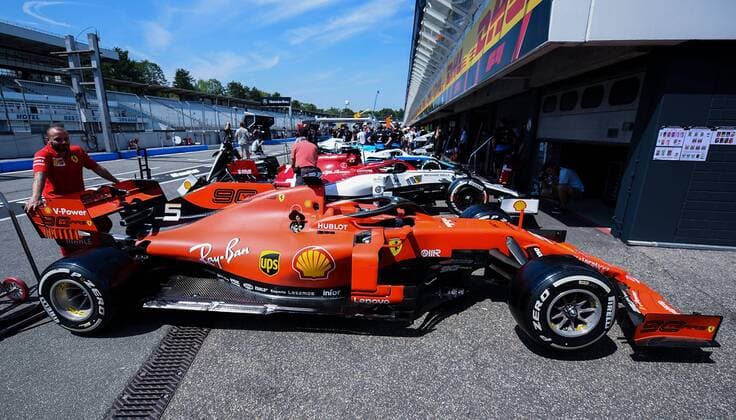 25.07.2019, xpsx, Motorsport FIA Formel 1, Mercedes Benz Großer Preis von Deutschland 2019 v.l. Sebastian Vettel (Scuderia Ferrari Mission Winnow 5 GER) Auto Hockenheim