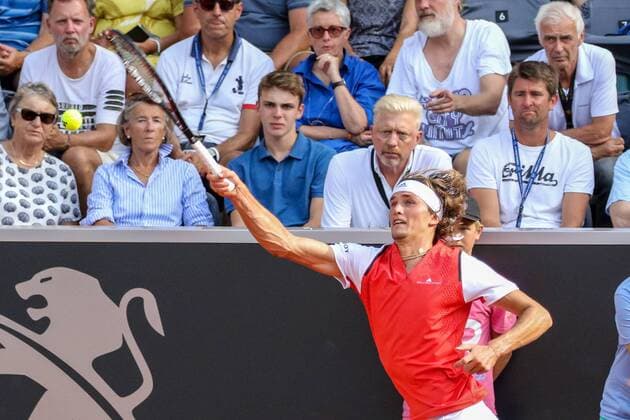 Boris Becker (DTB Head of Men s Tennis), Michael Kohlmann (Davis-Cup Kapitän) und Klaus Eberhard beobachten gemeinsam das Match von Alexander Zverev (GER) gegen Federico Delbonis (ARG), Hamburg European Open 2019, ATP, Tennis Herren 500, Hamburg, 25.07.2019,