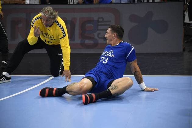 Christian Gaudin (links) und Stefan Kretzschmar (beide Team Alfred), Handball, Männer, Abschiedsspiel, Trainer Alfred Gislason, THW Kiel, 26.07.19 Kiel Sparkassen Arena Schleswig-Holstein Germany