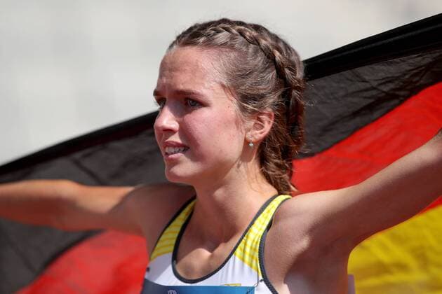 Sport Themen der Woche KW30 European Youth Olympic Games, Olympische Spiele, Olympia, OS Baku Tofig Bahramov Stadium, Baku, Azerbaijan 27 7 2019 Girl s 1500m Final Germany s Antje Pfueller celebrates winning Antje Pfueller celebrates winning 27 7 2019  Copyright: x©INPHO BryanxKeanex A51I6719
