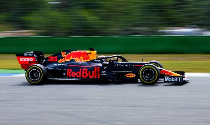 27.07.2019, xpsx, Motorsport FIA Formel 1, Mercedes Benz Großer Preis von Deutschland 2019 3.Freies Training v.l. Max Verstappen (Aston Martin Red Bull Racing 33 NED) Hockenheim